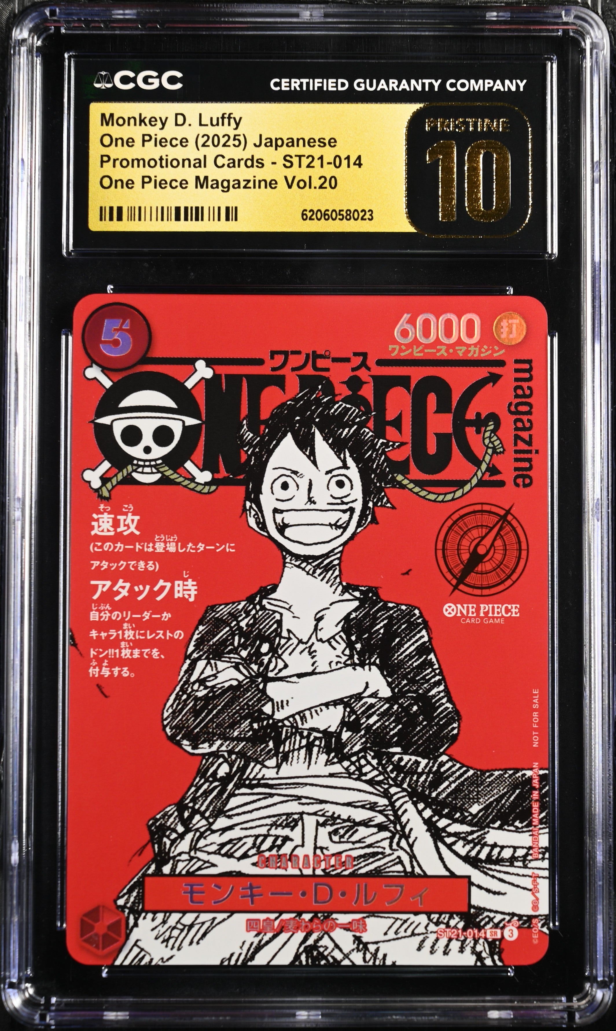 CGC Pristine 10 Monkey D. Luffy ST21-014 One Piece Megazine Promotional Card