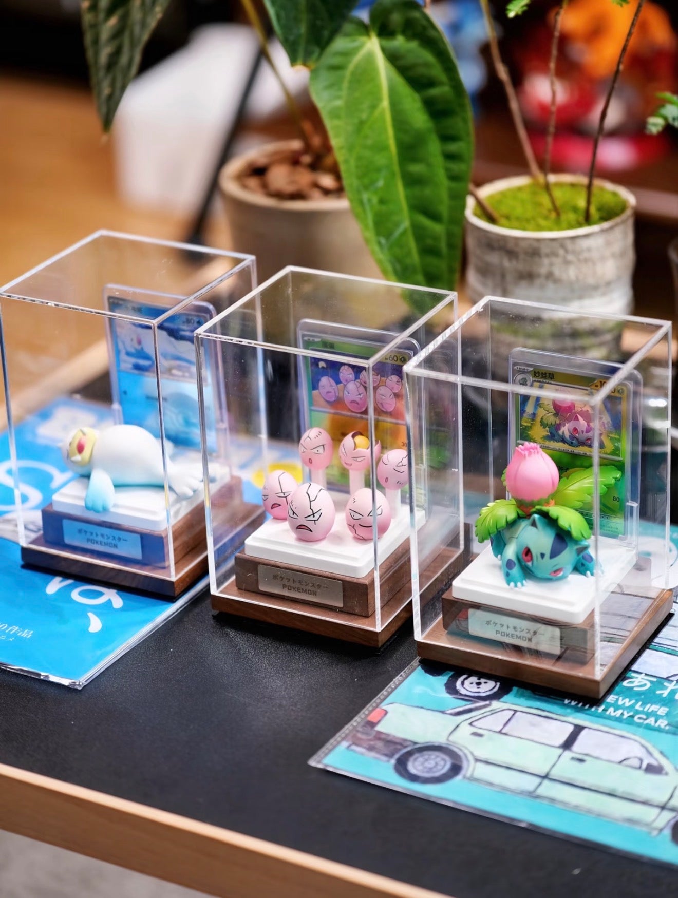 Pokemon Figure & Card Display Box with Custom Nameplate | Clear Acrylic TCG Showcase