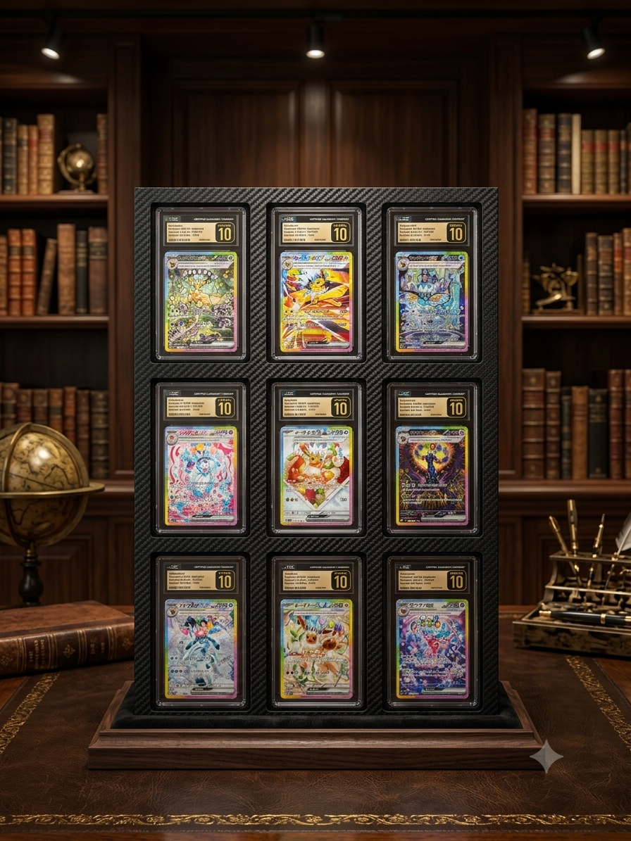 Graded Card Wall Display Frame for PSA / CGC Slabs | Carbon-Fiber TCG Grid Showcase
