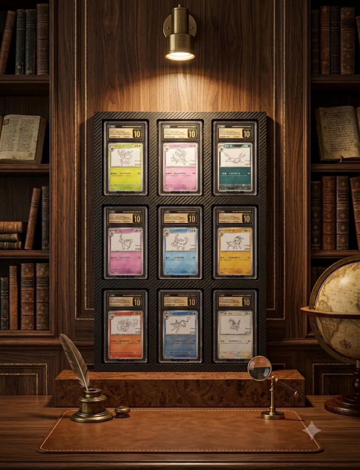 Graded Card Wall Display Frame for PSA / CGC Slabs | Carbon-Fiber TCG Grid Showcase