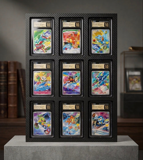 Graded Card Wall Display Frame for PSA / CGC Slabs | Carbon-Fiber TCG Grid Showcase