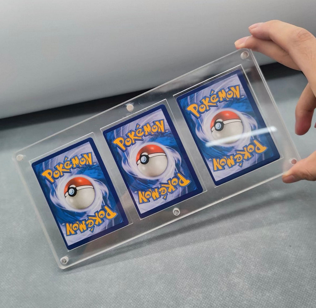 Acrylic Magnetic Card Display Stand with Wood Base | For Pokemon, One Piece & All TCG Cards