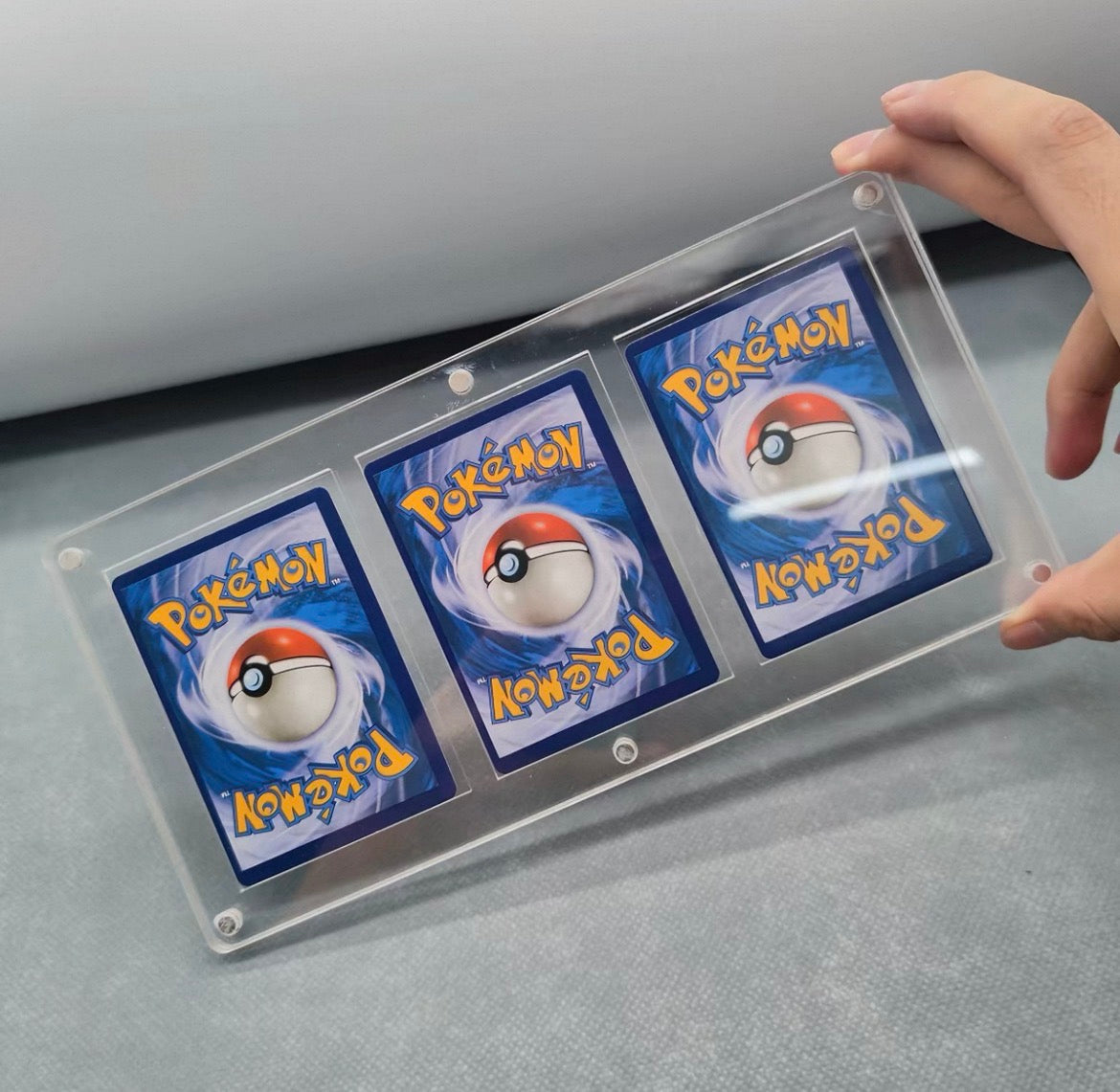 Acrylic Magnetic Card Display Stand with Wood Base | For Pokemon, One Piece & All TCG Cards