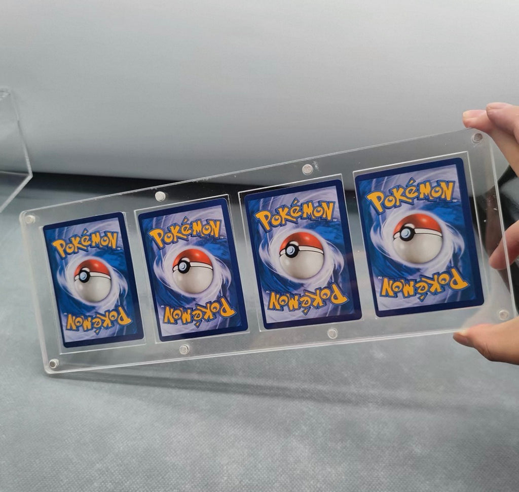 Acrylic Magnetic Card Display Stand with Wood Base | For Pokemon, One Piece & All TCG Cards