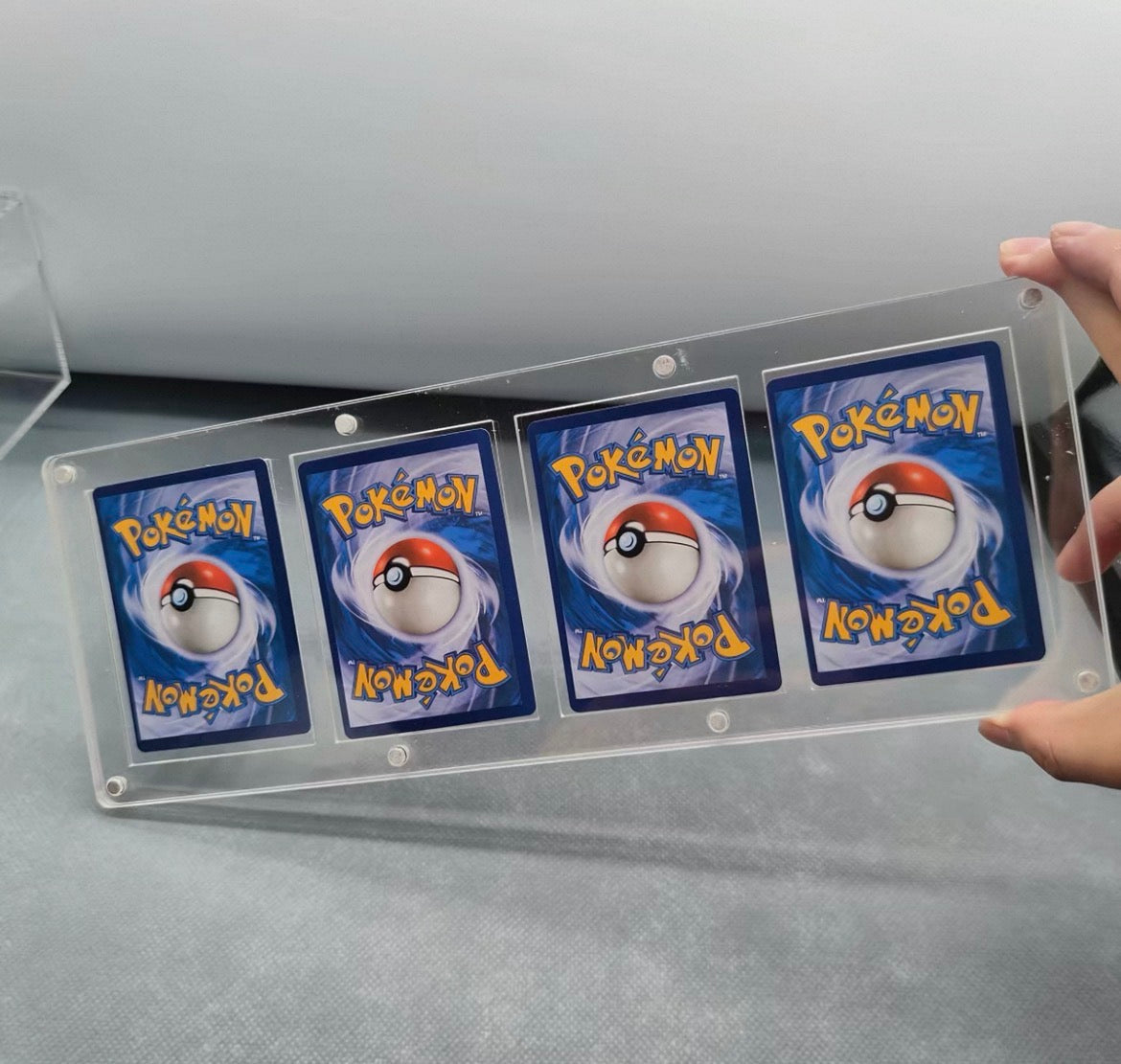 Acrylic Magnetic Card Display Stand with Wood Base | For Pokemon, One Piece & All TCG Cards