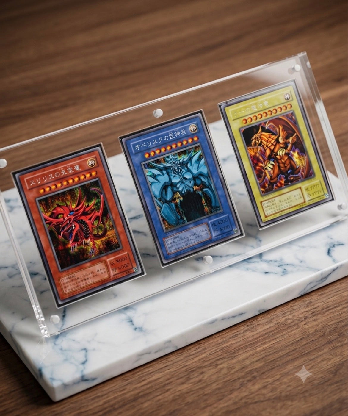 Acrylic Magnetic Card Display Stand with Wood Base | For Pokemon, One Piece & All TCG Cards