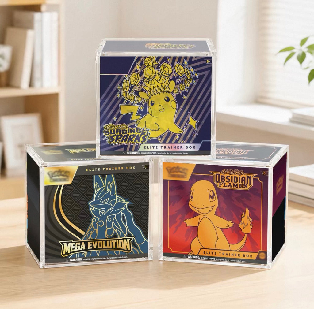 UV Protected Acrylic Display Case for Pokemon ETB, Booster Box & UPC | TCG Sealed Protector