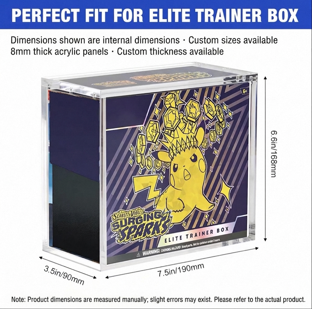 UV Protected Acrylic Display Case for Pokemon ETB, Booster Box & UPC | TCG Sealed Protector