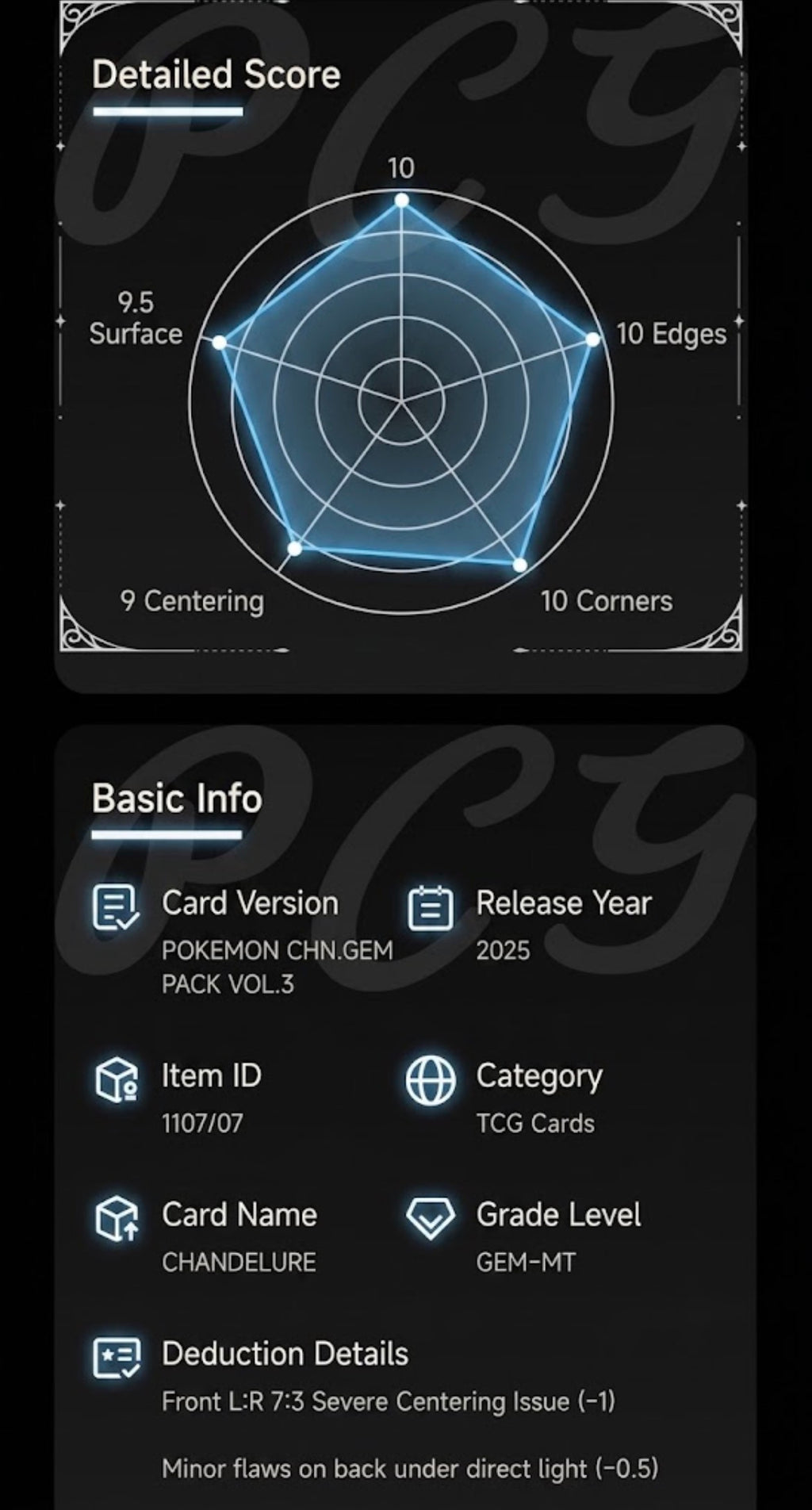 PCG 10 Chandelure 1107/07 Pokemon Chinese Gem Pack Vol. 3