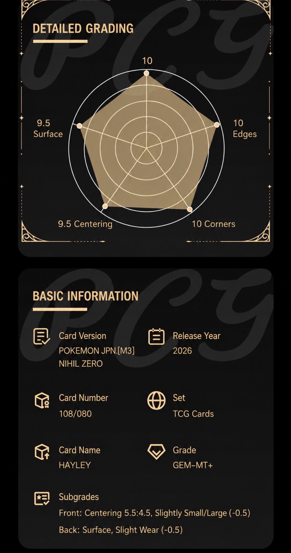 PCG Pristine 10 Jacinthe 108/080 Pokemon Nihil Zero