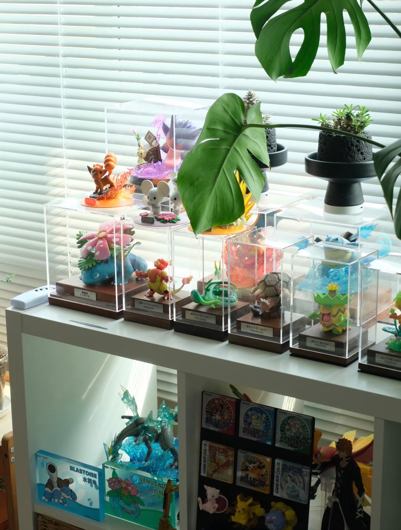 Pokemon Figure & Card Display Box with Custom Nameplate | Clear Acrylic TCG Showcase