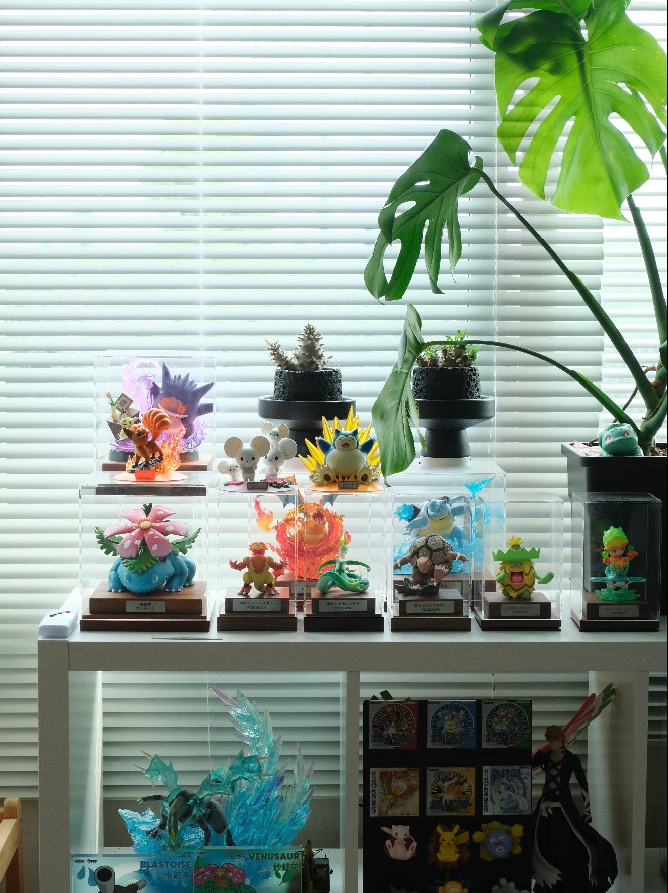 Pokemon Figure & Card Display Box with Custom Nameplate | Clear Acrylic TCG Showcase