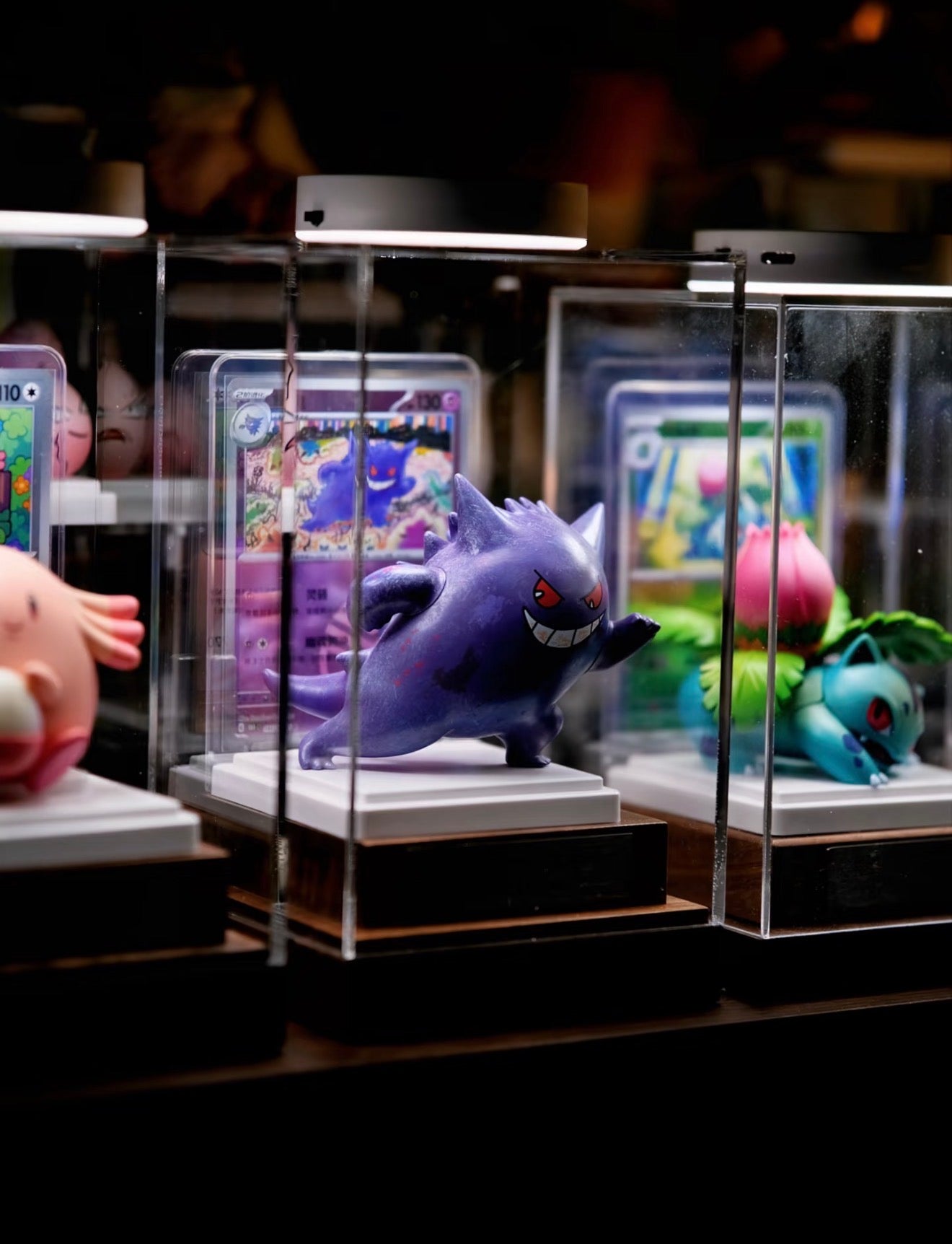 Pokemon Figure & Card Display Box with Custom Nameplate | Clear Acrylic TCG Showcase