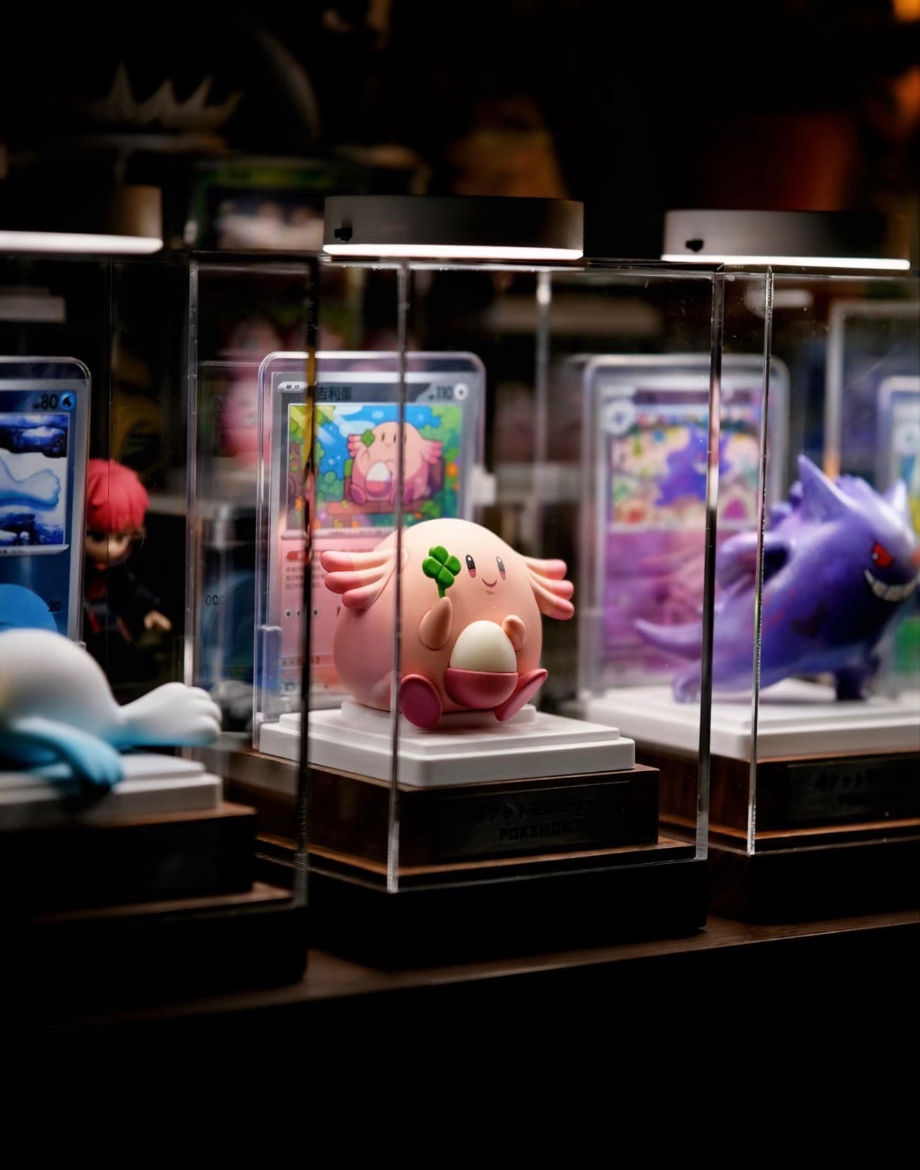 Pokemon Figure & Card Display Box with Custom Nameplate | Clear Acrylic TCG Showcase