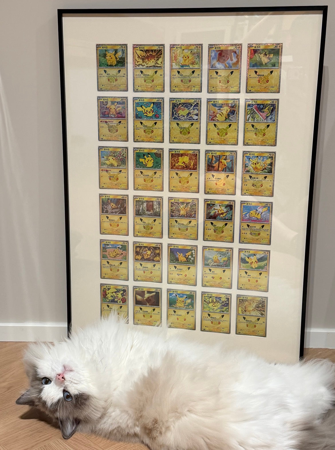 Pokémon 30th Anniversary Pikachu 30-Card Custom Display Frame | Complete Set of 30